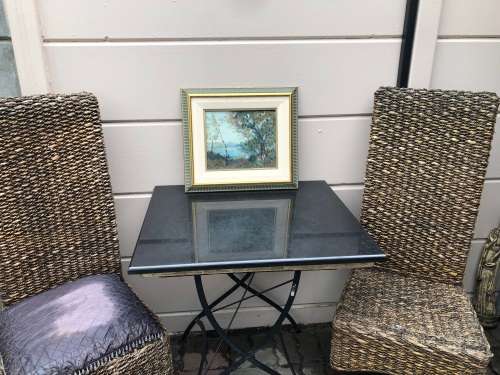 STUNNING 20th CENTURY FRAMED OIL ON BOARD PAINTING , GORGEOUS FRAME - INDECIPHERABLE SIGNATURE
