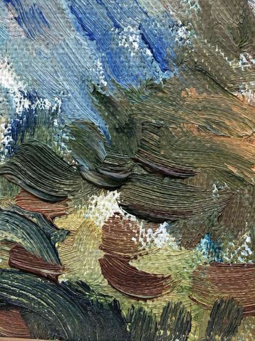 STUNNING 20th CENTURY FRAMED OIL ON BOARD PAINTING , GORGEOUS FRAME - INDECIPHERABLE SIGNATURE