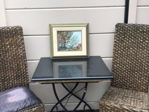 STUNNING 20th CENTURY FRAMED OIL ON BOARD PAINTING , GORGEOUS FRAME - INDECIPHERABLE SIGNATURE