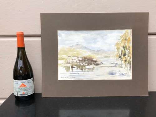 GERALDINE GULSTON (SA 20th CENTURY) UNFRAMED WATERCOLOUR PAINTING `AT THE RIVERSIDE` HIMERVILLE 1982