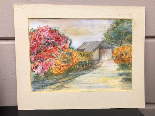 GERALDINE GULSTON (SA 20th CENTURY) UNFRAMED WATERCOLOUR PAINTING `CATHERINE`S FARM RHODESIA` 1986