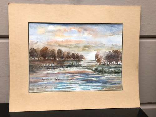 GERALDINE GULSTON (SA 20th CENTURY) UNFRAMED WATERCOLOUR PAINTING SOUTH COAST VIEW `SALT ROCK` 1984