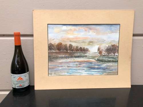 GERALDINE GULSTON (SA 20th CENTURY) UNFRAMED WATERCOLOUR PAINTING SOUTH COAST VIEW `SALT ROCK` 1984