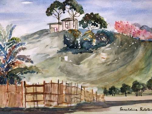 GERALDINE GULSTON (SA 20th CENTURY) UNFRAMED WATERCOLOUR PAINTING