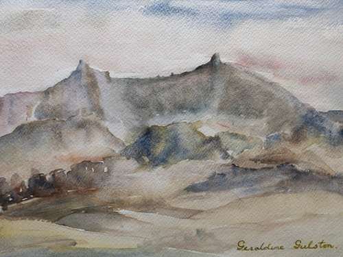 GERALDINE GULSTON (SA 20th CENTURY) UNFRAMED WATERCOLOUR PAINTING `HIMERVILLE` DATED 1980