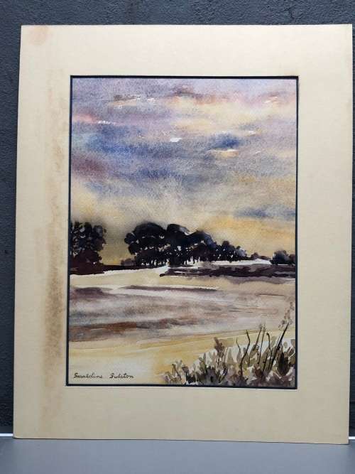 GERALDINE GULSTON (SA 20th CENTURY) UNFRAMED WATERCOLOUR PAINTING`DARK TREES` DATED 1978