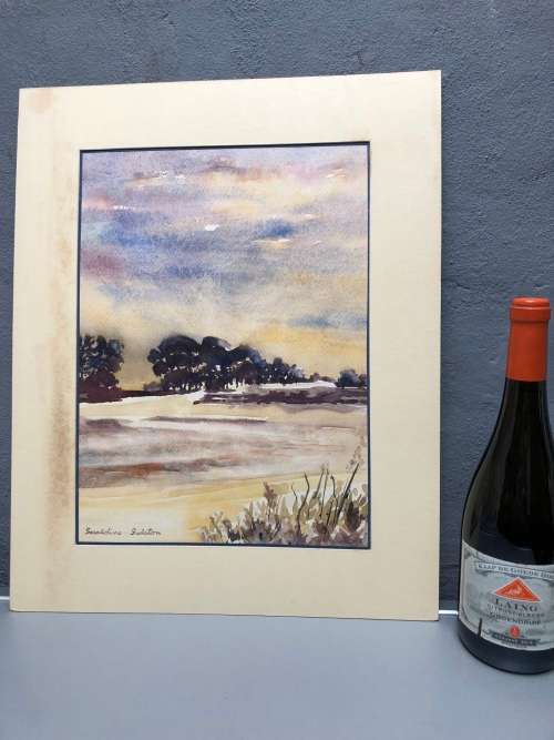 GERALDINE GULSTON (SA 20th CENTURY) UNFRAMED WATERCOLOUR PAINTING`DARK TREES` DATED 1978