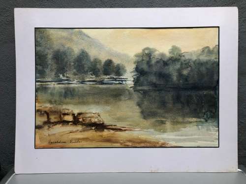GERALDINE GULSTON (SA 20th CENTURY) UNFRAMED WATERCOLOUR PAINTING`RIVERS END SCOTTBURGH` DATED 1983