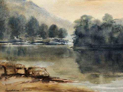 GERALDINE GULSTON (SA 20th CENTURY) UNFRAMED WATERCOLOUR PAINTING`RIVERS END SCOTTBURGH` DATED 1983