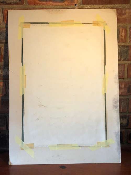 GERALDINE GULSTON (SA 20th CENTURY) LARGE UNFRAMED WATERCOLOUR PAINTING `AT THE FARM IN KOKSTAD`
