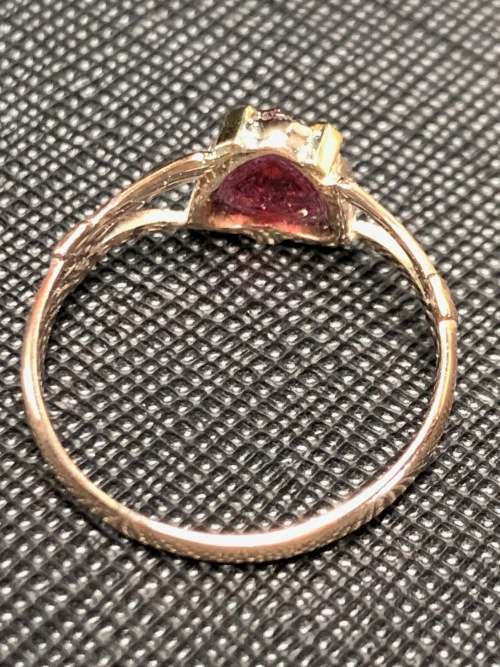 WHAT A BEAUTY !! STUNNING VINTAGE BIRMINGHAM 9ct YELLOW GOLD KUNZITE HEART RING - 1.86g - SIZE O 1/2