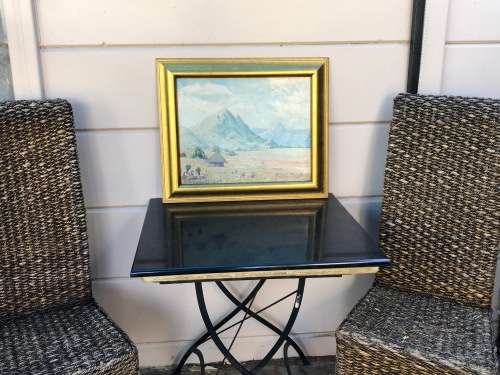 G.W. POHL (SA 20th CENTURY) GORGEOUS FRAMED OIL ON CANVAS PAINTING OF LESOTHO HUTS DATED 1946