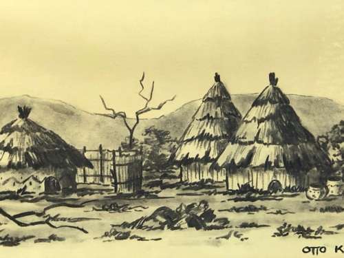 INVESTMENT ART !!! OTTO KLAR (SA 1908 - 1994) - STUNNING FRAMED CHARCOAL SKETCH