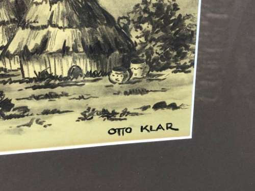 INVESTMENT ART !!! OTTO KLAR (SA 1908 - 1994) - STUNNING FRAMED CHARCOAL SKETCH