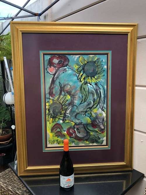 INVESTMENT ART !! FRANS CLAERHOUT (SA 1919 - 2006) - VERY LARGE ORIGINAL MIXED MEDIA - GILT FRAMED