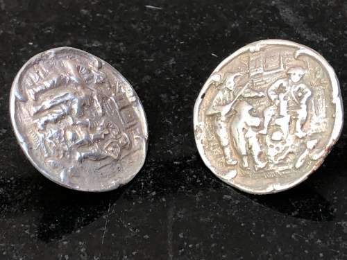 HERMAN HOOIJKAAS (1875 - ) DUTCH HALLMARKED SILVER CLAD EARRINGS - 11.68g
