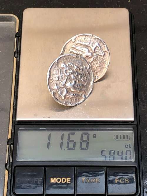 HERMAN HOOIJKAAS (1875 - ) DUTCH HALLMARKED SILVER CLAD EARRINGS - 11.68g