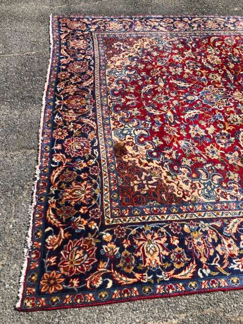 Large pure wool hand knotted Isfahan Najafabad Persian carpet  3650 X 2550mm lightly worn