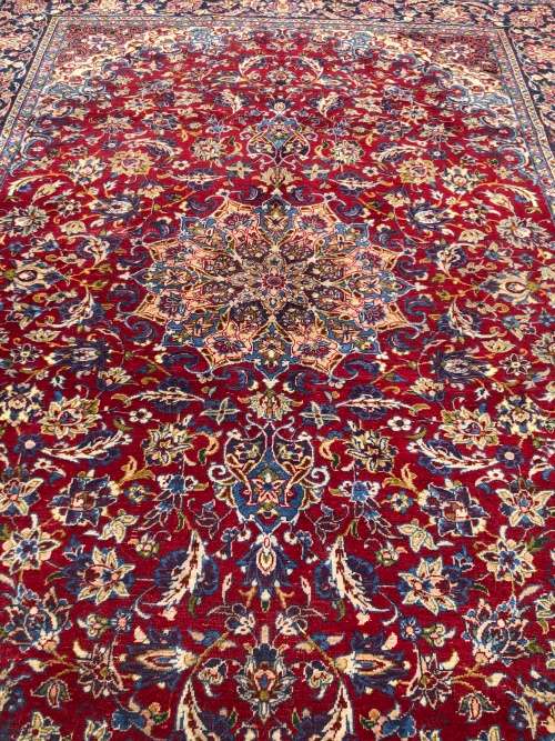 Large pure wool hand knotted Isfahan Najafabad Persian carpet  3650 X 2550mm lightly worn
