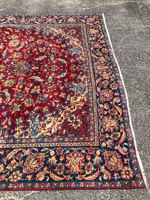 Large pure wool hand knotted Isfahan Najafabad Persian carpet  3650 X 2550mm lightly worn