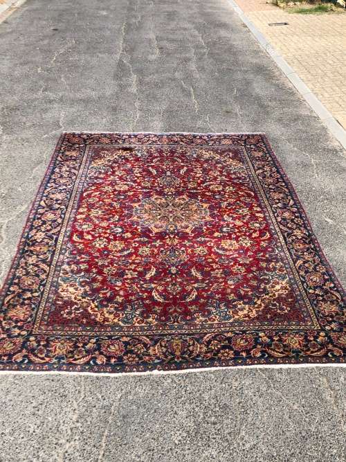 Large pure wool hand knotted Isfahan Najafabad Persian carpet  3650 X 2550mm lightly worn