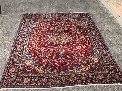 Large pure wool hand knotted Isfahan Najafabad Persian carpet  3650 X 2550mm lightly worn