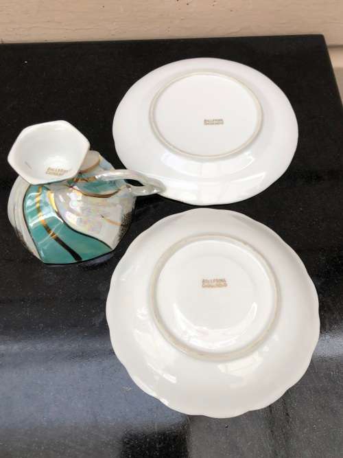 BALLERINA CHINA Regd c1950`s IRIDESCENT MOTHER OF PEARL TEA TRIO , MADE IN ENGLAND - No 3 of 5
