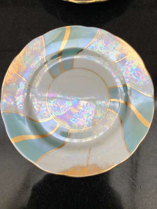 BALLERINA CHINA Regd c1950`s IRIDESCENT MOTHER OF PEARL TEA TRIO , MADE IN ENGLAND - No 3 of 5