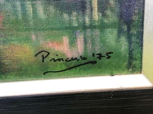 PINCUS CATZEL (SA 1923 - 2012) RARE FRAMED OIL ON CANVAS BOARD ABSTRACT PAINTING DATED 1978