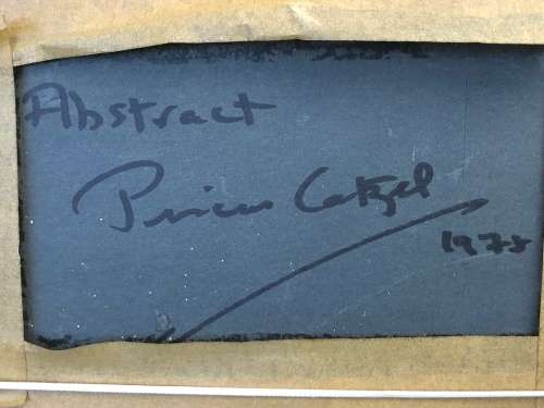 PINCUS CATZEL (SA 1923 - 2012) RARE FRAMED OIL ON CANVAS BOARD ABSTRACT PAINTING DATED 1978
