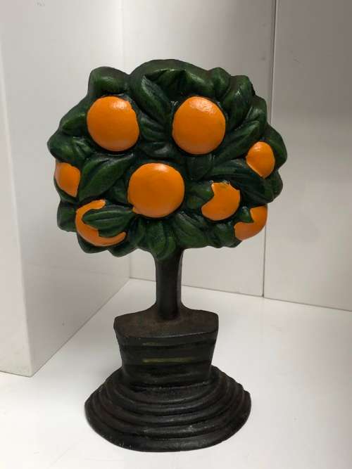 BEAUTIFUL CAST IRON ORANGE TREE PATTERN DOOR STOPPER