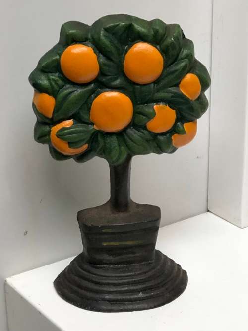 BEAUTIFUL CAST IRON ORANGE TREE PATTERN DOOR STOPPER