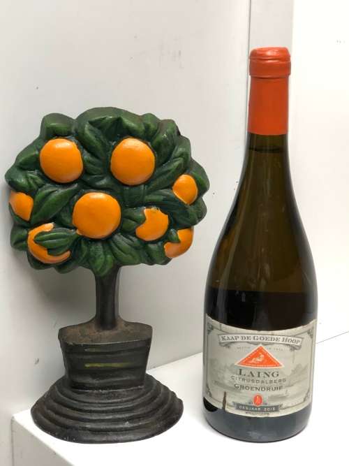 BEAUTIFUL CAST IRON ORANGE TREE PATTERN DOOR STOPPER