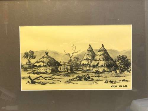 INVESTMENT ART !!! OTTO KLAR (SA 1908 - 1994) - STUNNING FRAMED CHARCOAL SKETCH