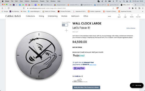 CARROL BOYES (1954 - 2019) `LET`S FACE IT` LARGE QUARTZ WALL CLOCK - CLEARLY MARKED