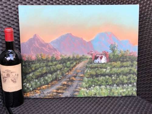 UNFRAMED BUT MOUNTED OIL ON CANVAS LANDSCAPE PAINTING SIGNED TIROTT