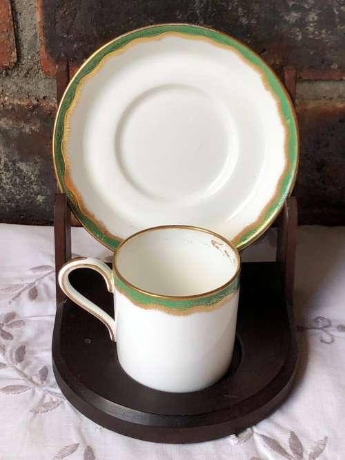 SUPER RARE !!! c1900`s SET OF FOUR WEDGWOOD DEMITASSE CUPS AND SAUCERS - LIGHT GILT WEAR