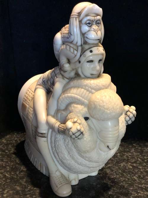 JOHN BICCARD - CRUSHED MARBLE PAN PALS FIGURINE - CHIPPED