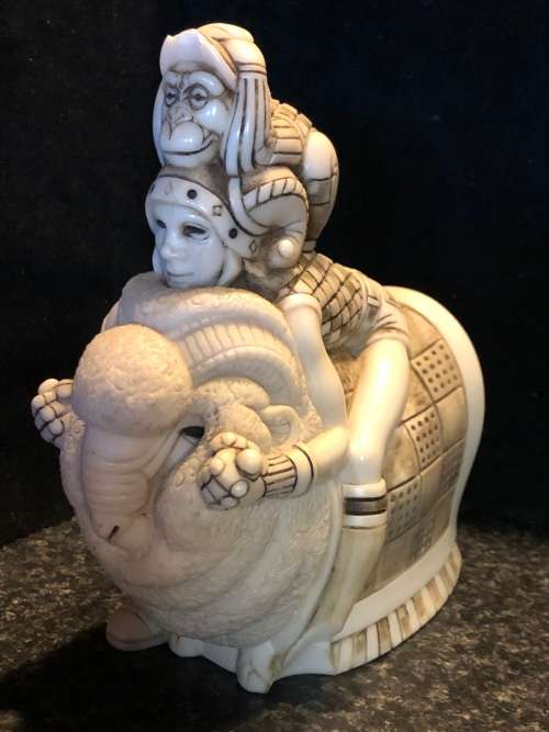 JOHN BICCARD - CRUSHED MARBLE PAN PALS FIGURINE - CHIPPED