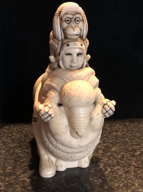 JOHN BICCARD - CRUSHED MARBLE PAN PALS FIGURINE - CHIPPED