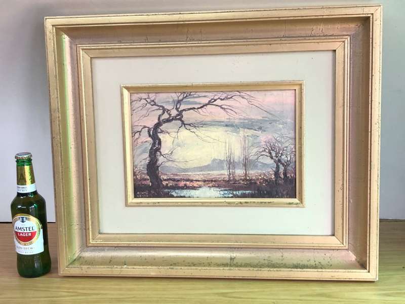 Monté (Montagu) Heyns (1923 - 2001) - Stunning gilt frame oil on board landscape painting