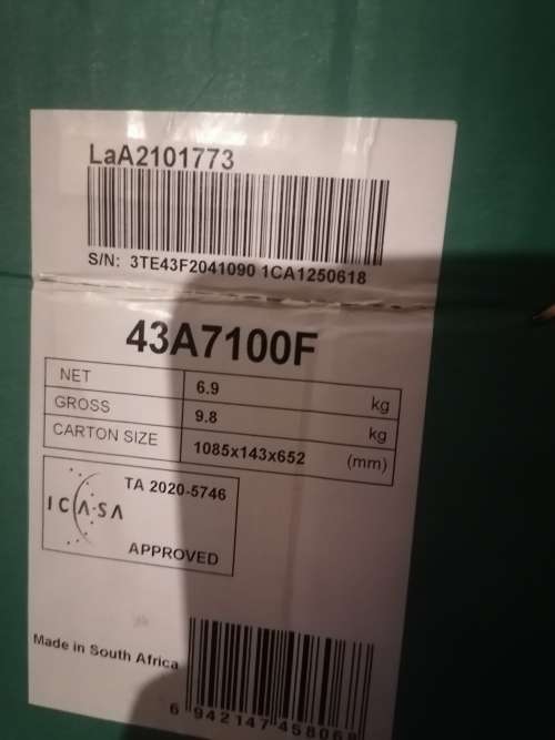 HISENSE 43 INCH SMART TV- UHD 4K MODEL 43A7100F