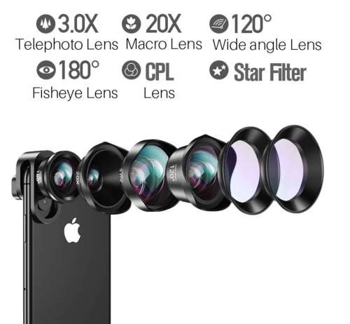 Phone lens kit - Anamorphic, Wide, Telephoto, Macro and Fisheye