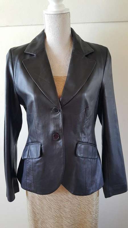 Black leather jacket Size 34