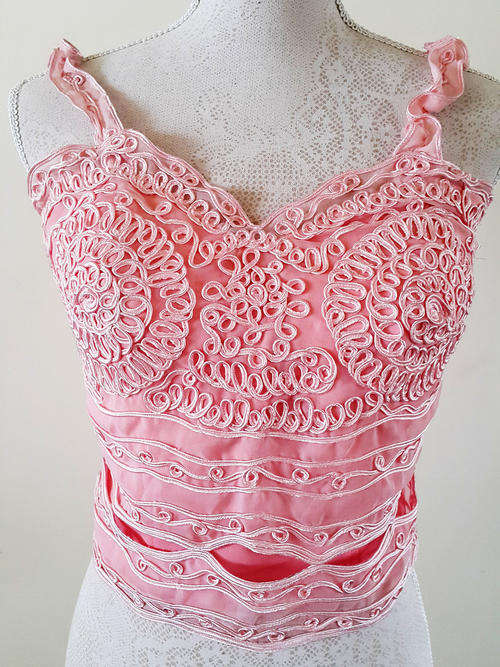 Top by Lady Queen pink with lovely lace overlay vintage Size M