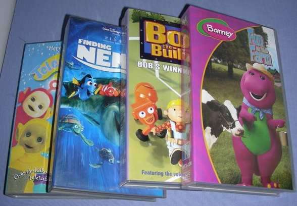 5 x VHS tapes - barney, nemo, teletubbies, bob the builder, celine dion