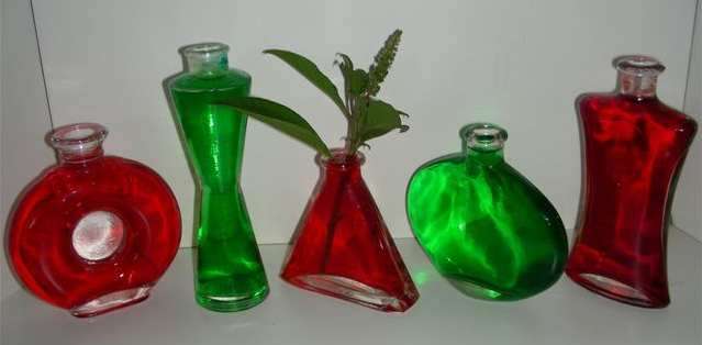 5 x small Glass bottles - for Decor ! - Go Green, buy glass !!