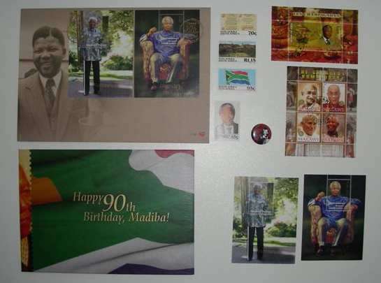 Mandela Stamp collection + pin = 11 items - WOW !!!