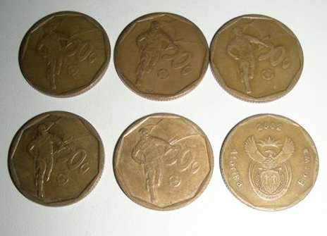 6 x 50c Soccer coins - Bid per coin - becoming scarce