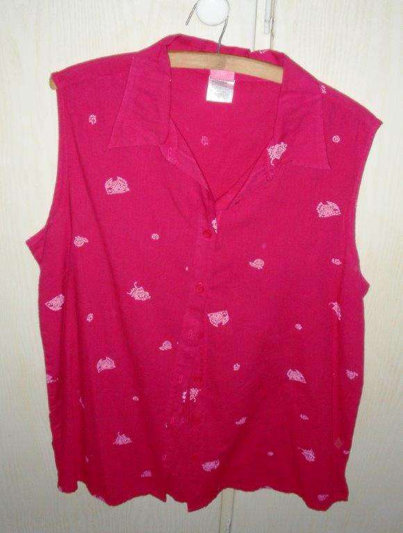 Pretty Pink sleeveless top with fish motif - size XL